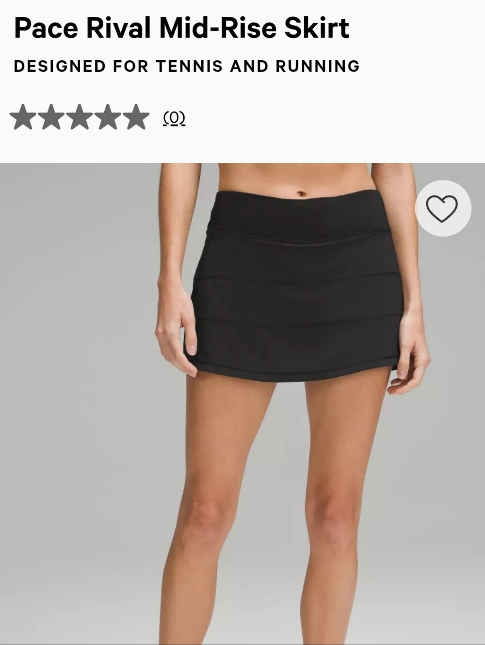 LULULEMON SIZE 12 Pace Rival Black Skort with Built-In Shorts